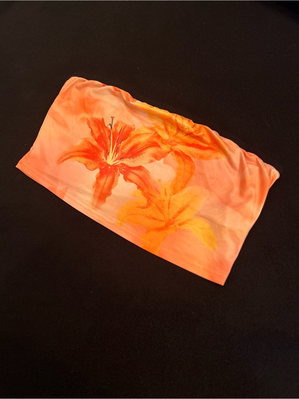 SHEIN Orange Floral Bandeau top